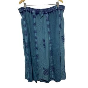 Encounter Skirt Womens Free Size Teal Boho Maxi Floral Embroidered Fairy